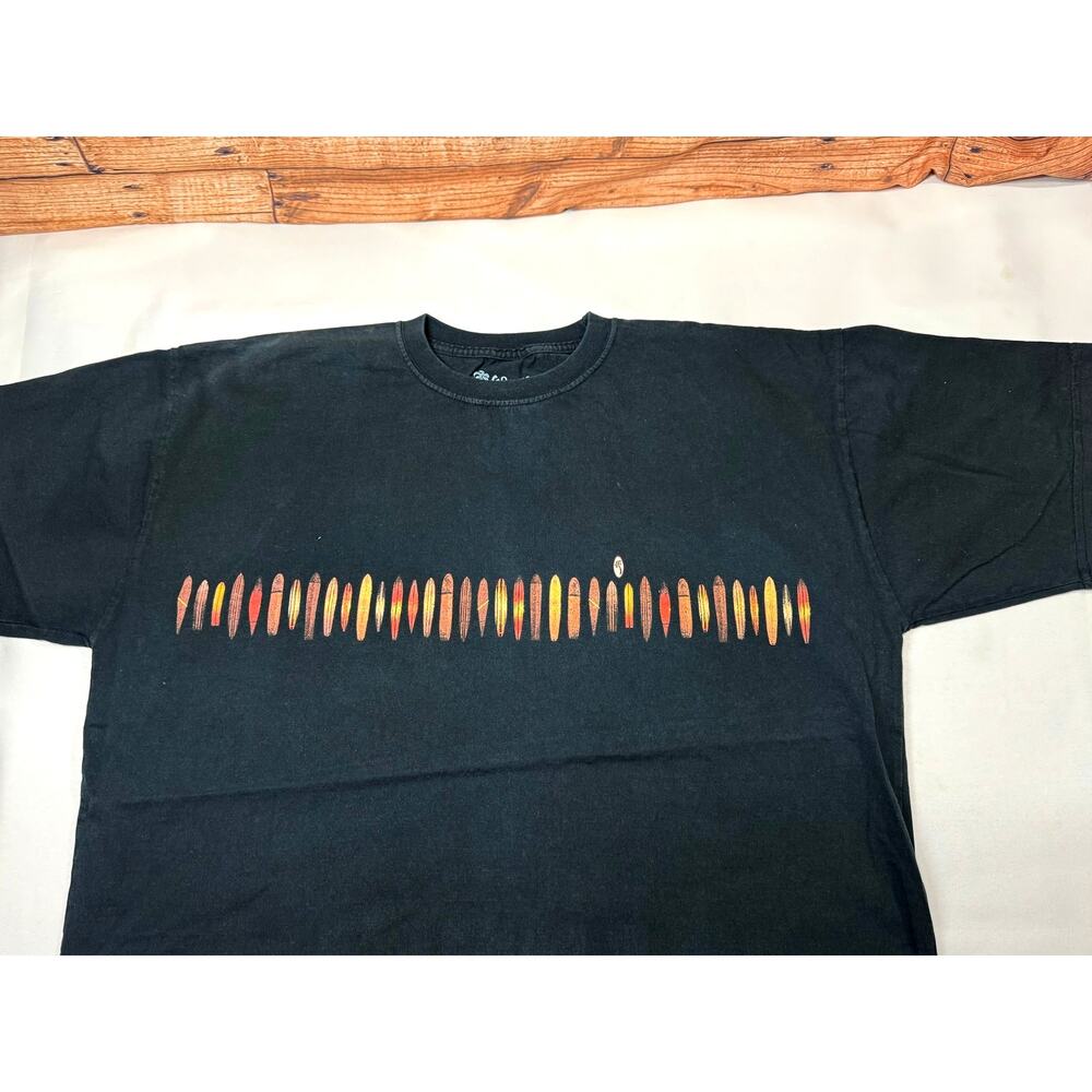 Go Barefoot Black Shirt Size Large Made in USA Surf Boards Front Back